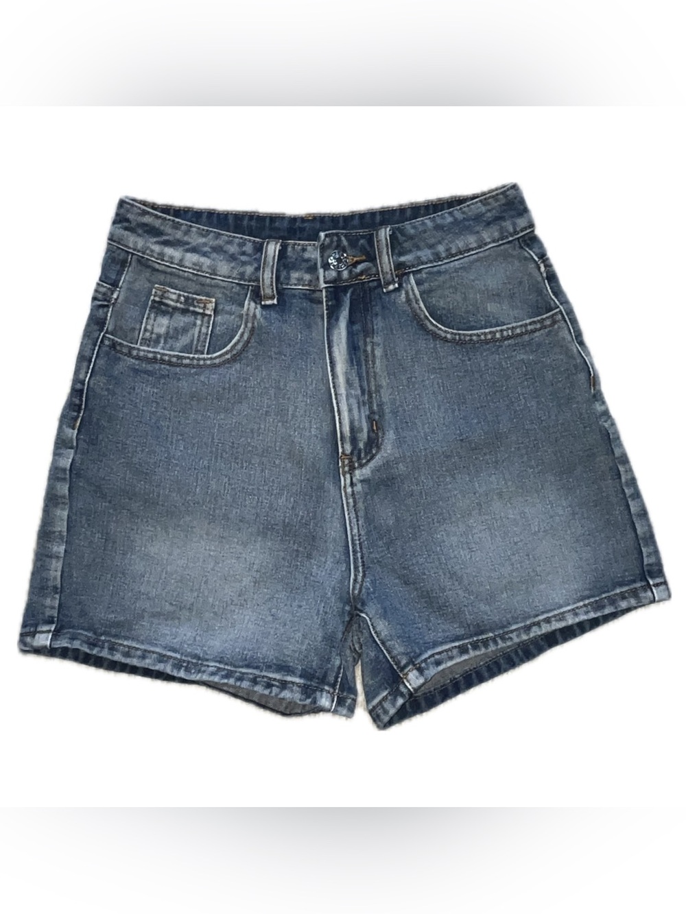 High-Rise Blue Denim Women's Shorts